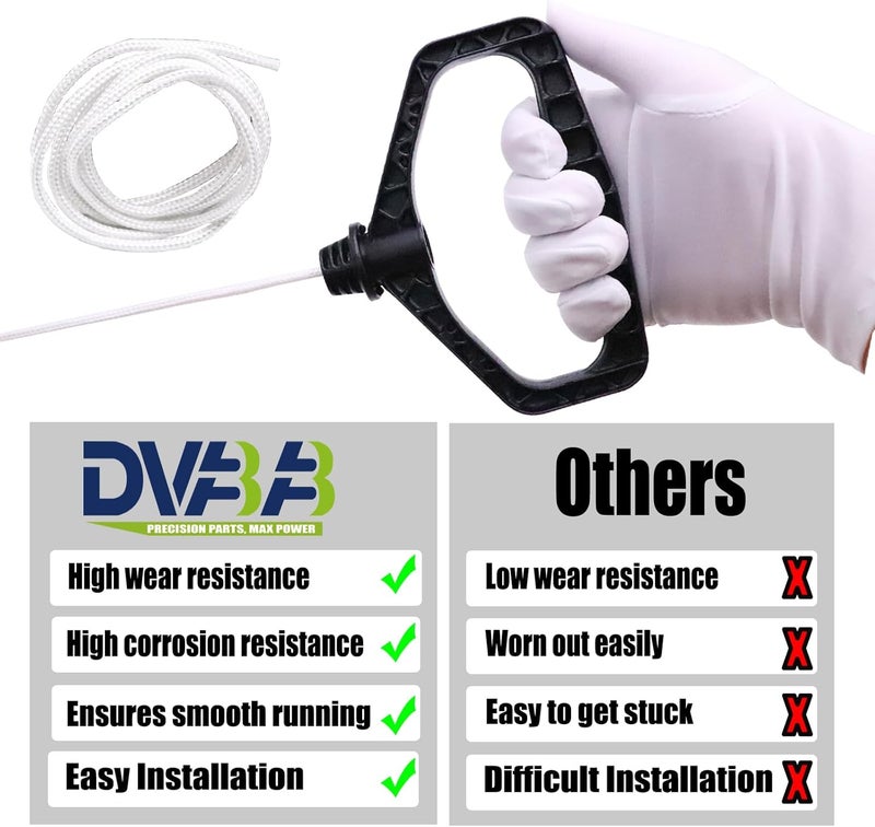 DVBB Gasoline Engine Starter Handle Grip, Recoil Starter Pull Handle Compatible with Honda GX160 GX200 Lawn Mower Generator Trimmer Snowblower Pull Start Cord Rope 140mm 3.5mm 2PCS - Image 4